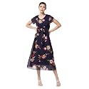 Miss Chase Women's Round Neck Cap Sleeves Lace Knee -Long Skater Dress