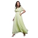 Miss Chase Women's Round Neck Sleeve Embellished Fit Flare Maxi Dress