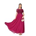 Miss Chase Women's Round Neck Cap Sleeves Lace Knee -Long Skater Dress