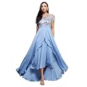 Miss Chase Women's Round Neck Sleeve Embellished Fit Flare Maxi Dress