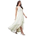 Miss Chase Women's Round Neck Sleeve Embellished Fit Flare Maxi Dress