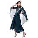 Miss Chase Women's Round Neck Sleeve Embellished Fit Flare Maxi Dress