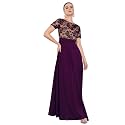 Miss Chase Women's Round Neck Cap Sleeves Lace Knee -Long Skater Dress
