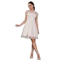 Miss Chase Women's Round Neck Sleeveless Polyester Ruffled Knee- Length Dress