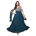 Miss Chase Women's Round Neck Sleeve Embellished Fit Flare Maxi Dress