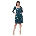 Miss Chase Women's Round Neck Sleeveless Polyester Ruffled Knee- Length Dress