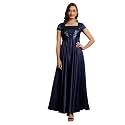 Miss Chase Women's Round Neck Sleeve Embellished Fit Flare Maxi Dress
