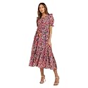 Miss Chase Women's Round Neck Cap Sleeves Lace Knee -Long Skater Dress