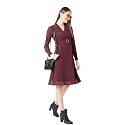 Miss Chase Women's Round Neck Sleeveless Polyester Ruffled Knee- Length Dress