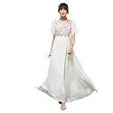 Miss Chase Women's Round Neck Sleeve Embellished Fit Flare Maxi Dress