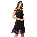 Miss Chase Women's Round Neck Sleeveless Polyester Ruffled Knee- Length Dress
