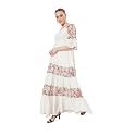 Miss Chase Women's Round Neck Cap Sleeves Lace Knee -Long Skater Dress