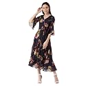 Miss Chase Women's Round Neck Cap Sleeves Lace Knee -Long Skater Dress