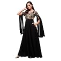 Miss Chase Women's Round Neck Sleeve Embellished Fit Flare Maxi Dress