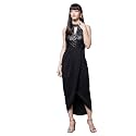 Miss Chase Women's Round Neck Sleeve Embellished Fit Flare Maxi Dress