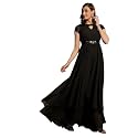 Miss Chase Women's Round Neck Sleeve Embellished Fit Flare Maxi Dress