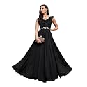 Miss Chase Women's Round Neck Sleeve Embellished Fit Flare Maxi Dress