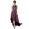 Miss Chase Women's Round Neck Sleeve Embellished Fit Flare Maxi Dress