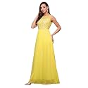 Miss Chase Women's Round Neck Sleeve Embellished Fit Flare Maxi Dress
