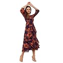 Miss Chase Women's Round Neck Cap Sleeves Lace Knee -Long Skater Dress