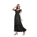 Miss Chase Women's Round Neck Sleeve Embellished Fit Flare Maxi Dress