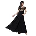 Miss Chase Women's Round Neck Cap Sleeves Lace Knee -Long Skater Dress