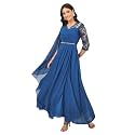 Miss Chase Women's Round Neck Cap Sleeves Lace Knee -Long Skater Dress