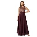 Miss Chase Women's Round Neck Cap Sleeves Lace Knee -Long Skater Dress