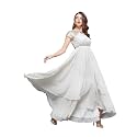 Miss Chase Women's Round Neck Sleeve Embellished Fit Flare Maxi Dress