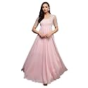 Miss Chase Women's Round Neck Sleeve Embellished Fit Flare Maxi Dress