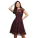 Miss Chase Women's Round Neck Sleeveless Polyester Ruffled Knee- Length Dress