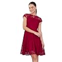 Miss Chase Women's Round Neck Sleeveless Polyester Ruffled Knee- Length Dress