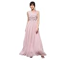 Miss Chase Women's Round Neck Sleeve Embellished Fit Flare Maxi Dress