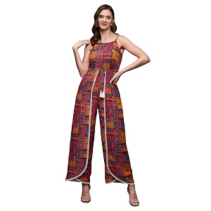 miss chase women39s square neck sleeveless abstract overlapped rayon jumpsuit