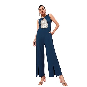 Miss Chase Womens Teal Solid Relaxed Fit