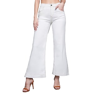 Miss Chase Womens White Flared Mid Rise