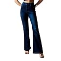 Miss Chase Women's Wide-Leg High-Rise Regular-Length Stretchable Shaping Denim Jeans