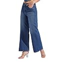 Miss Chase Women's Wide-Leg High-Rise Regular-Length Stretchable Shaping Denim Jeans