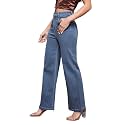 Miss Chase Women's Wide-Leg High-Rise Regular-Length Stretchable Shaping Denim Jeans