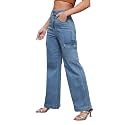 Miss Chase Women's Wide-Leg High-Rise Regular-Length Stretchable Shaping Denim Jeans