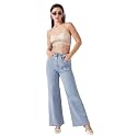 Miss Chase Women's Wide-Leg High-Rise Regular-Length Stretchable Shaping Denim Jeans
