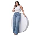 Miss Chase A+ Women's Wide Leg High Rise Regular Length Stretchable Denim Jeans