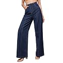 Miss Chase Women's Wide-Leg High-Rise Regular-Length Stretchable Shaping Denim Jeans