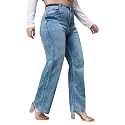Miss Chase A+ Women's Wide Leg High Rise Regular Length Stretchable Denim Jeans