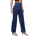 Miss Chase Women's Wide-Leg High-Rise Regular-Length Stretchable Shaping Denim Jeans