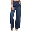Miss Chase Women's Wide-Leg High-Rise Regular-Length Stretchable Shaping Denim Jeans
