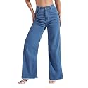 Miss Chase Women's Wide-Leg High-Rise Regular-Length Stretchable Shaping Denim Jeans