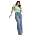 Miss Chase A+ Women's Wide-Leg High Rise Regular-Length Stretchable Denim Jeans