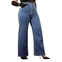 Miss Chase A+ Women's Wide-Leg High-Rise Regular-Length Stretchable Shaping Denim Jeans