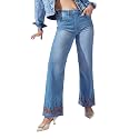Miss Chase Women's Wide-Leg High-Rise Regular-Length Stretchable Shaping Denim Jeans